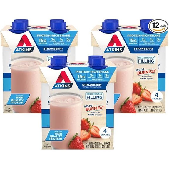 Atkins Strawberry Protein Shake Low Sugar & Carbs (12)