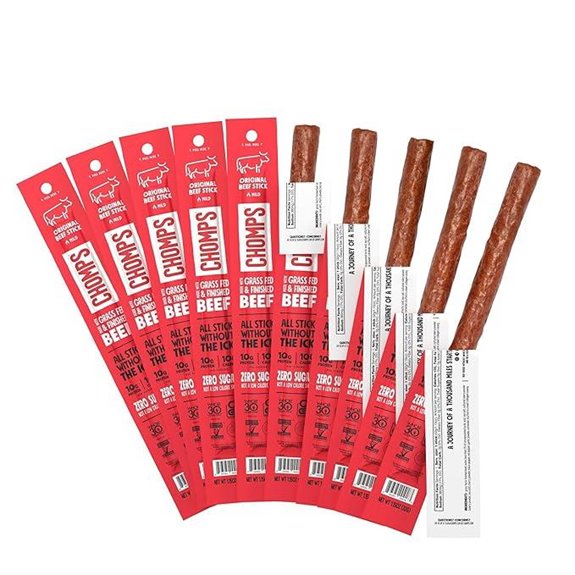 Chomps Grass-Fed Beef Jerky Sticks (10-Pack)