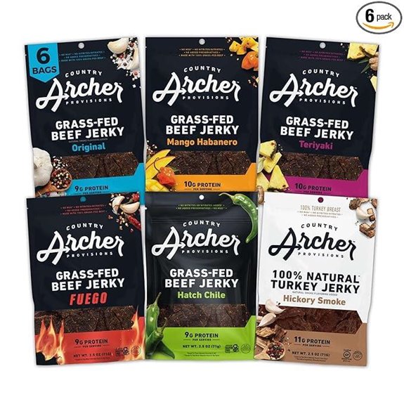 Country Archer Grass-Fed Beef Jerky Variety Pack (6)