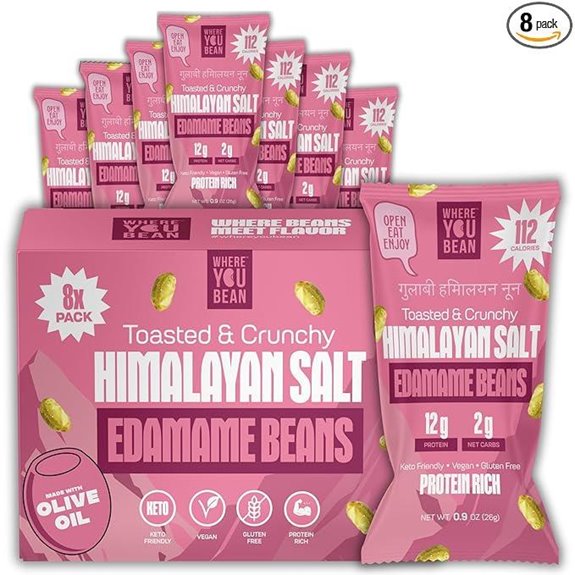 Crunchy Edamame Beans Snack – Himalayan Salt 8-Pack