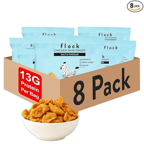 Flock Keto Chicken Skin Chips: Salt & Vinegar (8-pack)