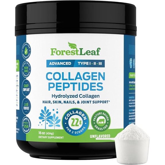 ForestLeaf Collagen Peptides Powder Unflavored Grass-Fed 11g Serving