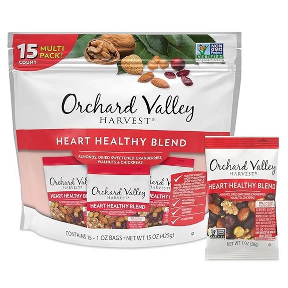 Heart Healthy Snack Mix: Nuts Dried Fruit Chickpeas (15x1oz)