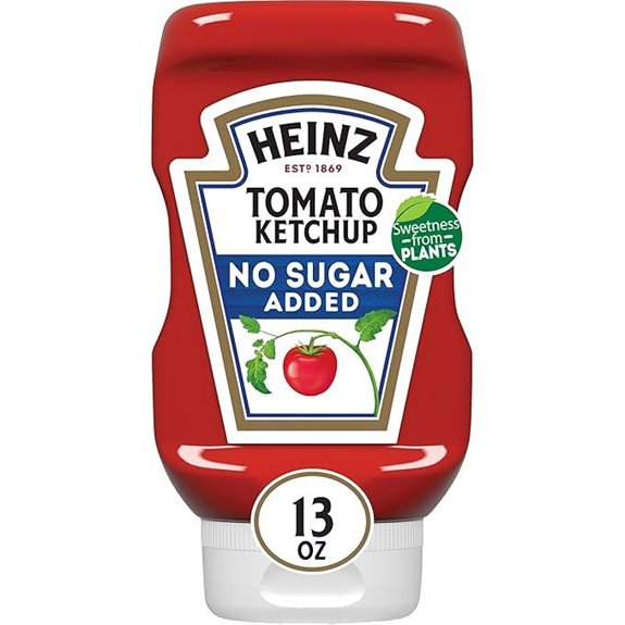 Heinz Tomato Ketchup with No Sugar Added 13 oz Bottle