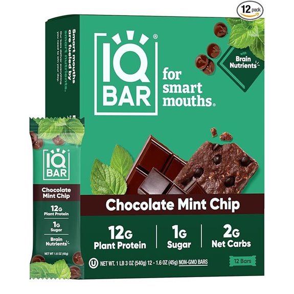 IQBAR Plant Protein Bars - Chocolate Mint Chip (12)