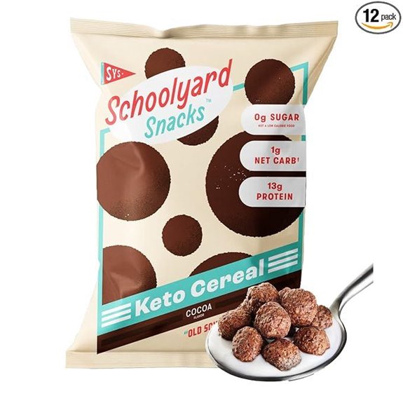 Keto Cocoa Cereal: 13g Protein Low Carbs (12 Pack)
