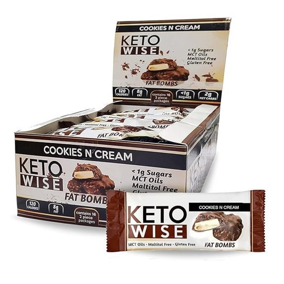 Keto Wise Fat Bombs - Cookies N Cream 16 Count (Pack of 1)
