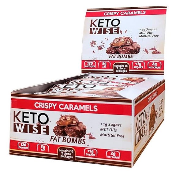 Keto Wise Fat Bombs - Crispy Caramels - 16 packs 32g each