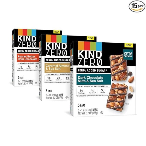 KIND ZERO Bars: Variety Pack (15 Count)