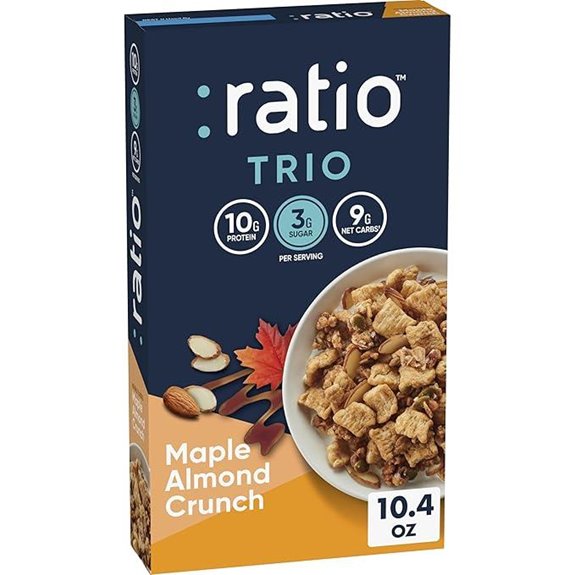 Ratio Trio Maple Almond Crunch Cereal 10g Protein Keto Friendly 10.4 oz