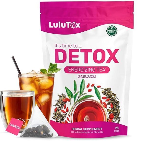 LULUTOX Detox Tea: Peach 28 Servings Weight & Digestive Support