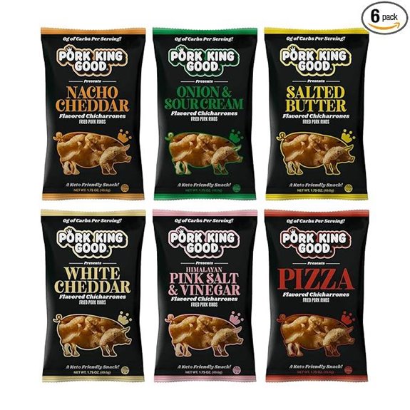 Pork King Good Pork Rinds Variety 6 Pack (Chicharrones) Keto Snacks