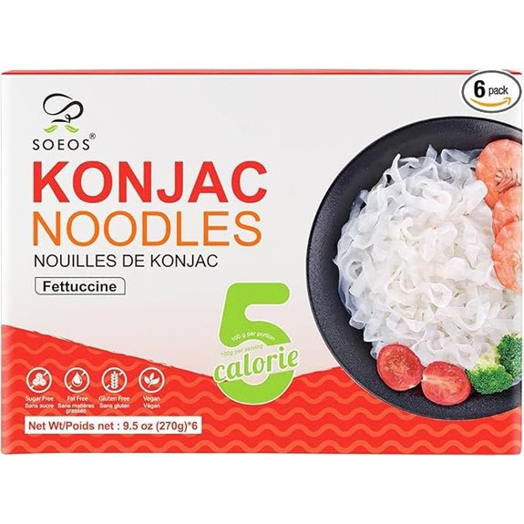 Soeos Konjac Noodles – Low Calorie Fettuccine (6 Pack)