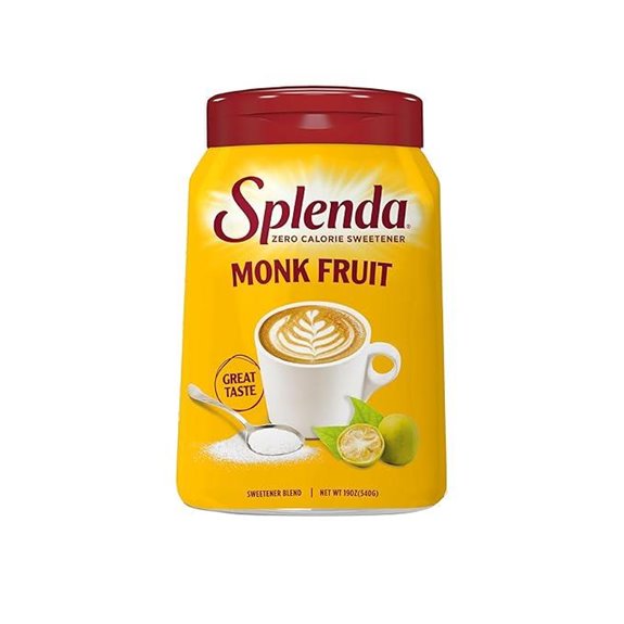 SPLENDA Monk Fruit Zero Calorie Plant Based Granulated Sweetener Jar 19 oz
