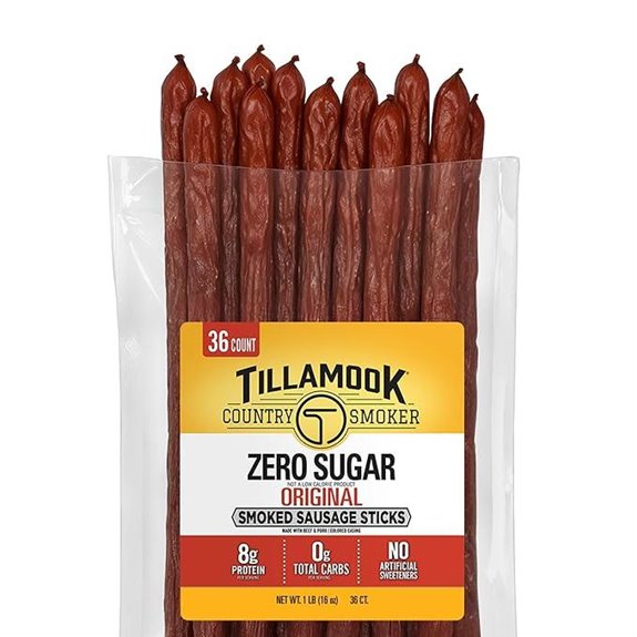 Tillamook Smoked Sausage Sticks Zero Sugar Keto Snack