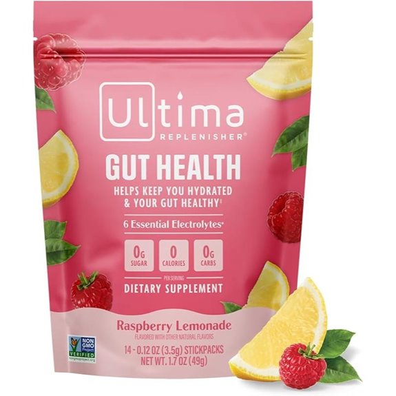 Ultima Gut Health & Electrolytes Raspberry Lemonade Packets